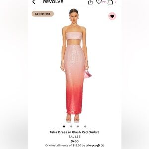 Sau Lee Talia Dress in Blush Red Ombré, Size 0